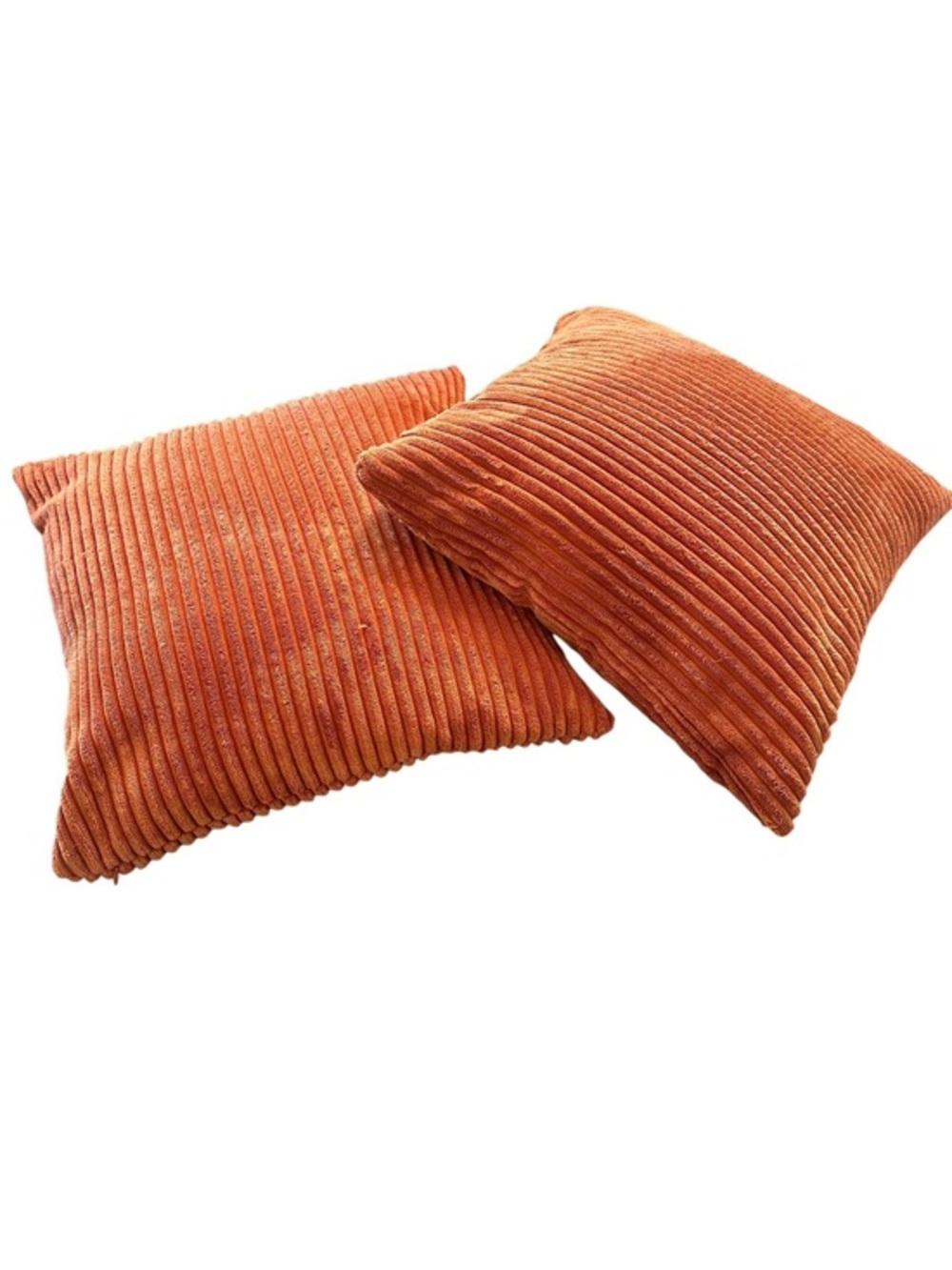 Terracotta Chenille Cover Duck Feather Filled Throw Pillows - Boho Decor Orange